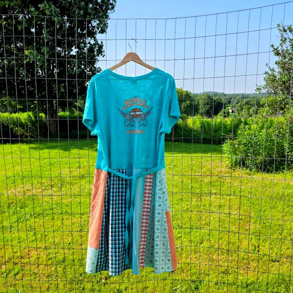 Upcycled Harley Davidson Patchwork Tee Dress 2x - image 5